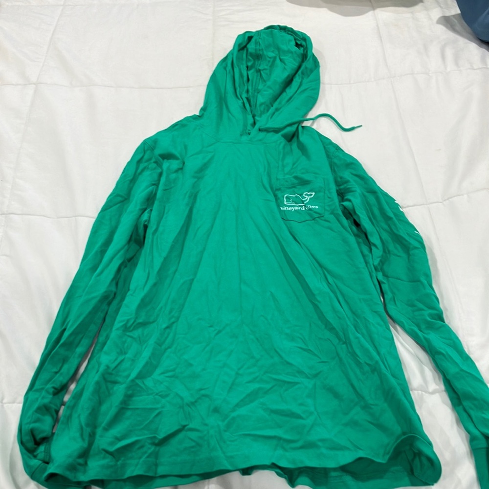 Vineyard, vines, hooded, green T-shirt, long sleeve